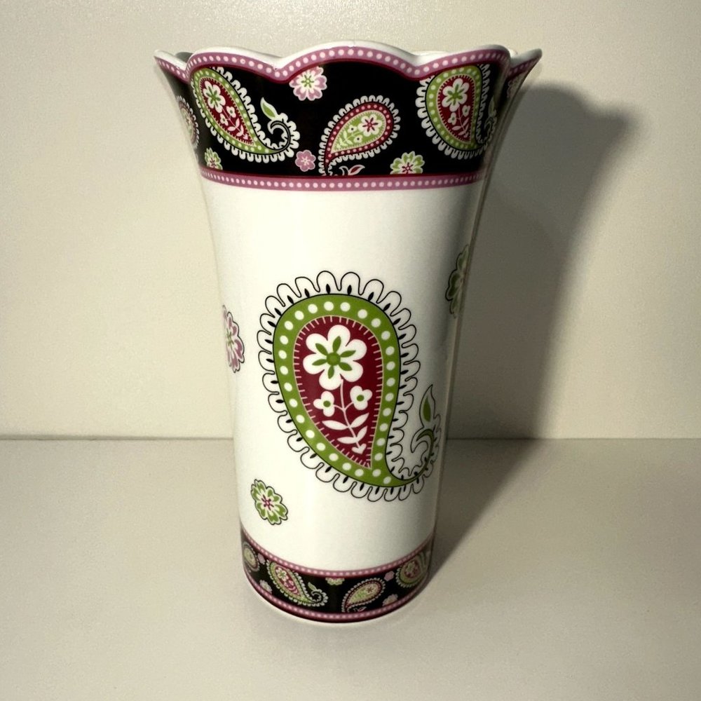 Vera Bradley Home Pink Elephants Pattern Vase Utensil Holder Decor